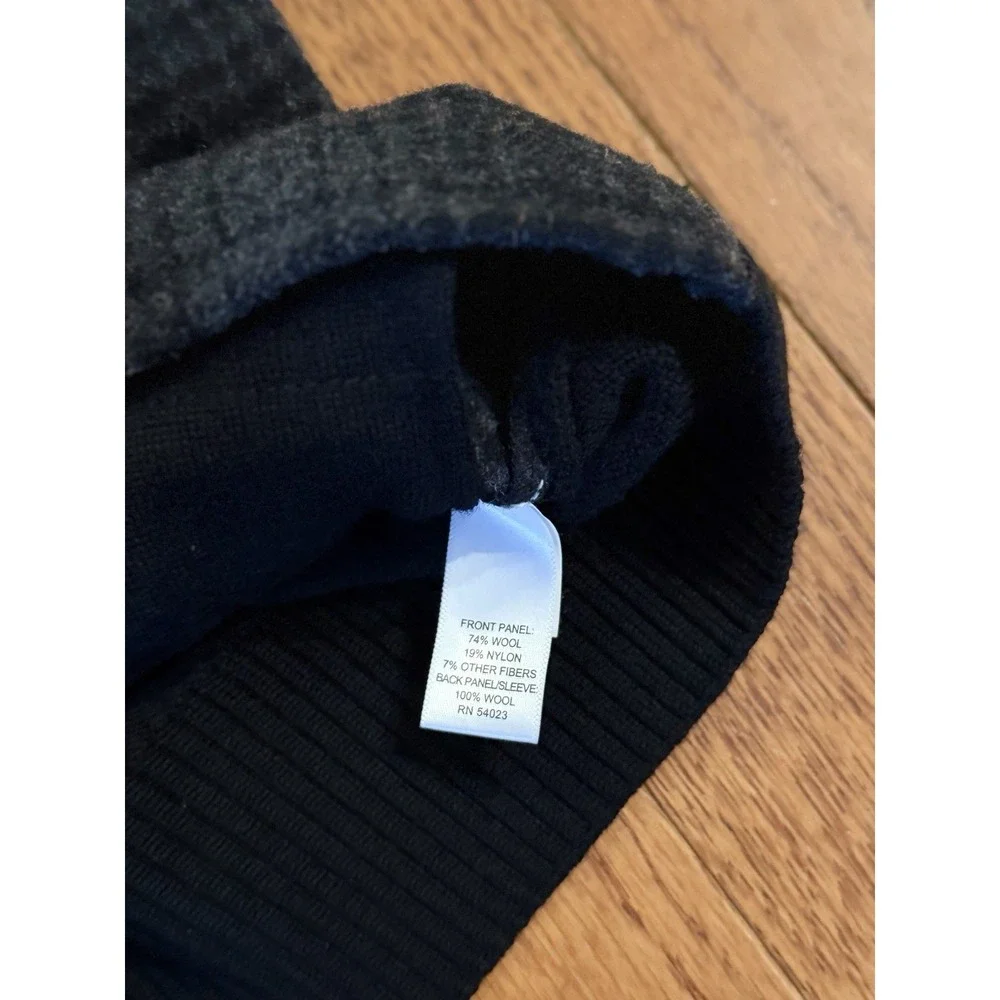 Banana Republic Wool Shadow Plaid Full Zip Buckle Neck Sweater Jacket Mens M
